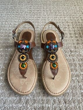 B.O.C. Alia Women’s Beaded T-Strap Sandals Size 8 Spring Summer